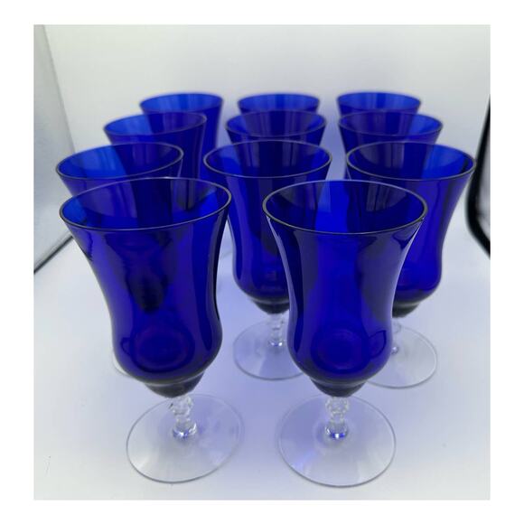 Vintage Louie B Cobalt Blue Iced Tea Glasses FOR 2 GLASSES - Picture 3 of 6